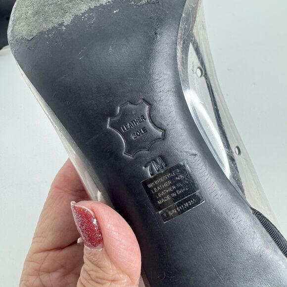 Tory Burch Black Aimee Grosgrain Fabric Pumps Heels Bow Pointed Logo Charm 7 - Picture 12 of 12